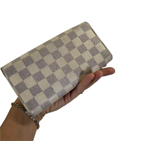 AUTHENTIC Louis Vuitton  WALLET LV Long Portefeuille Sarah White Damier Azul 183 - Picture 9 of 13